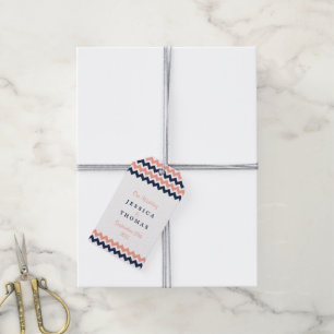 Etiquetas Para Regalos La moderna colección de Bodas Chevron - rosa y mar