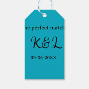 Etiquetas Para Regalos la pareja de la letra del nombre de la fecha azul