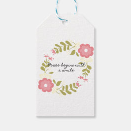 Etiquetas Para Regalos La paz empieza con una sonrisa rosa floral