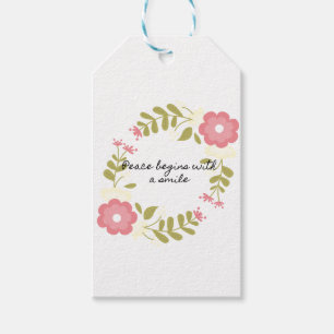 Etiquetas Para Regalos La paz empieza con una sonrisa rosa floral