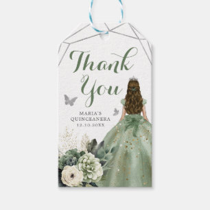 Etiquetas Para Regalos La princesa floral verde sabia Quinceañera Gracias
