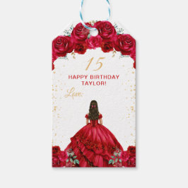 Etiquetas Para Regalos La Princesa Roja Quinceañera feliz cumpleaños