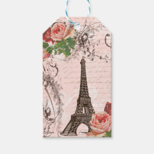 Etiquetas Para Regalos La Torre Eiffel Rojo Rosa Rosado Escritura Frances