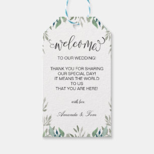 Etiquetas Para Regalos La vegetación deja a la caligrafía Boda bienvenida