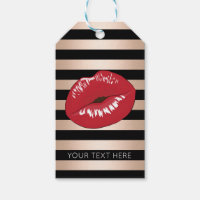 labios rojos elegantes rosa de oro rayas negras pa