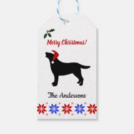 Etiquetas Para Regalos Labrador negro Silhouette Santa Navidades