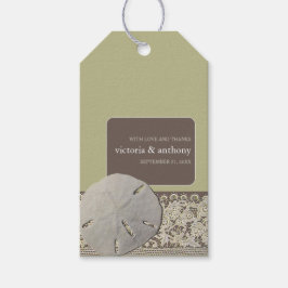 Etiquetas Para Regalos Lace de dólar de arena, Vintage Beach Wedding Favo