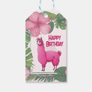 Etiquetas Para Regalos Lama sonriente rosa feliz