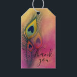 Etiquetas Para Regalos Las Modas De Peacock De Estilo Moderno Gracias<br><div class="desc">Elegante decoración artística Gracias diseño de etiquetas de regalo con tres plumas de pavo real en un fondo pastel. Puede personalizar el diseño del producto cambiando el texto en el campo proporcionado. Puede cambiar el estilo,  el tamaño y el color del tipo de letra utilizando el botón Personalizar.</div>