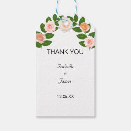 Etiquetas Para Regalos Laurel y Rosas Flores Boda