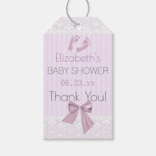 Etiquetas Para Regalos Lavanda y encaje con Baby Shower Bow