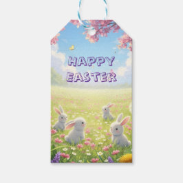 Etiquetas Para Regalos Lavender Easter Cute White Bunny Floral Spring 