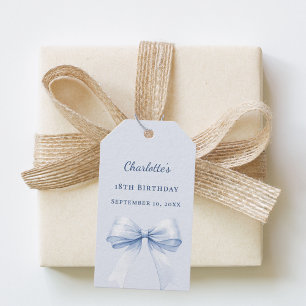 Etiquetas Para Regalos Lazo azul claro de cumpleaños hecho a mano DIY