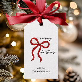 Etiquetas Para Regalos Lazo de cinta roja minimalista Feliz Navidad