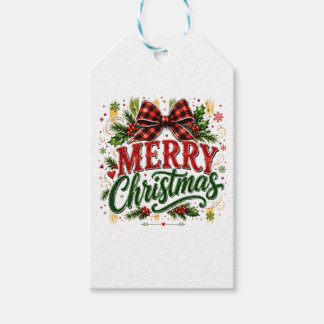 Etiquetas Para Regalos Lazo de Cuadros Navideños