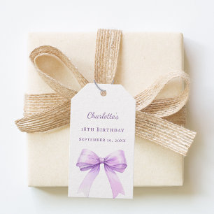 Etiquetas Para Regalos Lazo de lavanda para cumpleaños hecho a mano
