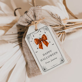 Etiquetas Para Regalos Lazo naranja de feliz Halloween