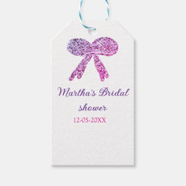 Etiquetas Para Regalos Lazo purpura rosa brillo destellos despedida de so
