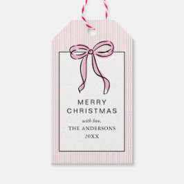 Etiquetas Para Regalos Lazo Rosa Coqueta Adorable Feliz Navidad