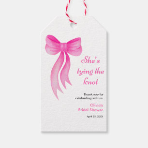 Etiquetas Para Regalos Lazo Rosa Ella Está Atando el Nudo Despedida de So