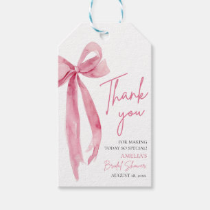 Etiquetas Para Regalos Lazo Rosa Rubor Ella Está Atando el Nudo Despedida