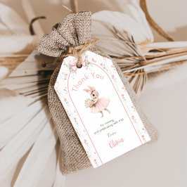 Etiquetas Para Regalos Lazo rosa y floral Algún conejo cumple uno 1er cum