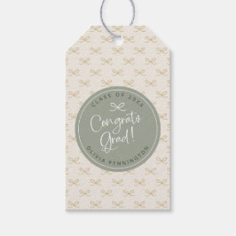 Etiquetas Para Regalos Lazo verde personalizado para graduación femenina