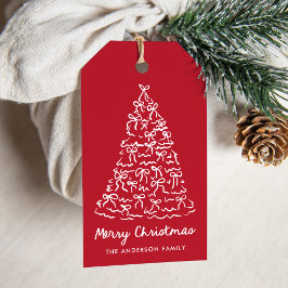 Etiquetas Para Regalos Lazos caprichosos para árbol de Navidad Rojo Fiest