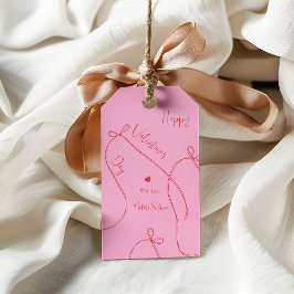 Etiquetas Para Regalos Lazos de cinta roja – Feliz Día de San Valentín mo