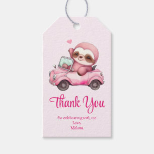 Etiquetas Para Regalos Leche rosa sonriente conduciendo un convertible gr