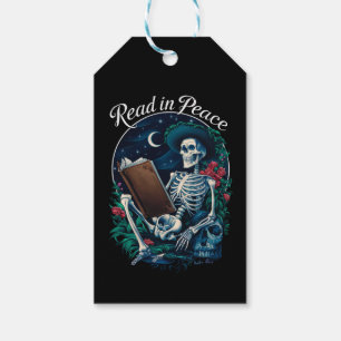 Etiquetas Para Regalos Leer en Paz Esqueleto Amante de los Libros Biblióf