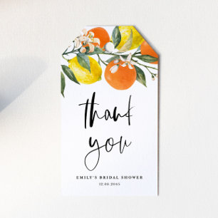 Etiquetas Para Regalos Lemon botánico y Naranja ducha de novia gracias