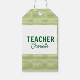 Etiquetas Para Regalos Lemon green white stripes teacher professor name c