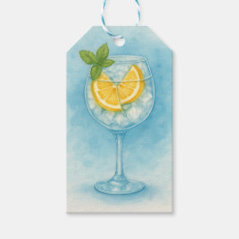 Etiquetas Para Regalos Lemon & Mint G&T — Cóctel de Acuarela