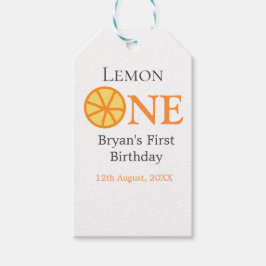 Etiquetas Para Regalos Lemon one feliz primer cumpleaños naranja retro gr