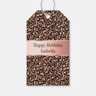 Etiquetas Para Regalos Leopardo marrón rosado