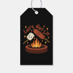 Etiquetas Para Regalos Let’s Get Lit Fogata – Malvavisco y Hot Dog Lindos