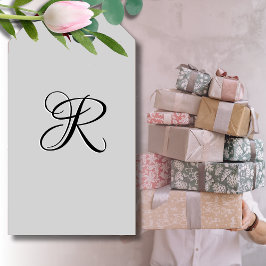 Etiquetas Para Regalos Letra blanca 3D caligrafía carta inicial | Gris Pa