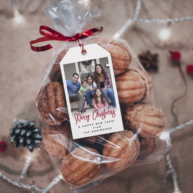 Etiquetas Para Regalos Letra Cursiva Roja Feliz Navidad Foto Moderna (Subido por el creador)