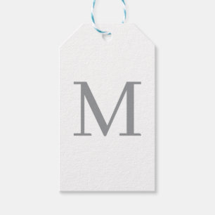 Etiquetas Para Regalos Letra inicial gris moda monograma moderno