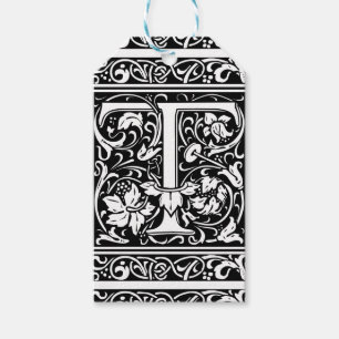 Etiquetas Para Regalos Letra T Monograma medieval Art Nouveau