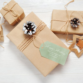 Etiquetas Para Regalos Letras de Felices Fiestas Verdes en Caligrafía