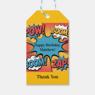 Etiquetas Para Regalos Libro de Cómic de Superhéroe Arte Pop Cumpleaños G