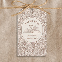 Libro Tema Marrón Floral Literario Baby Shower