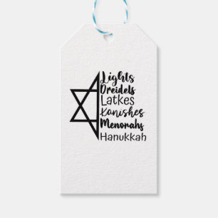 Etiquetas Para Regalos Light Dreidel Latke Kanish Menorah Hanukkah