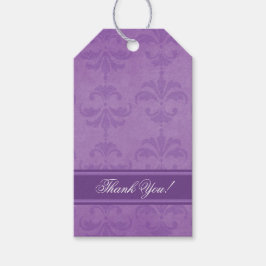 Etiquetas Para Regalos Lilac Damask Wedding Gracias