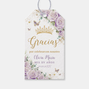 Etiquetas Para Regalos Lilas Púrpura Mariposas Florales Quinceañera 15 16