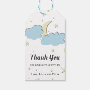 Etiquetas Para Regalos Linda Luna Azul Blanca Amarilla & Nubes Gracias