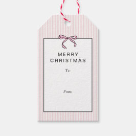 Etiquetas Para Regalos Lindo Coqueto Lazo Rosa Feliz Navidad