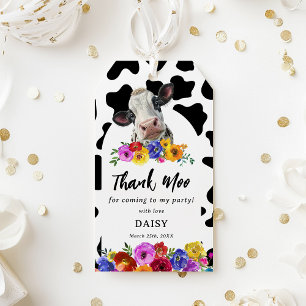 Etiquetas Para Regalos Lindo Favor de Cumpleaños Floral 'Santa Vaca' Grac